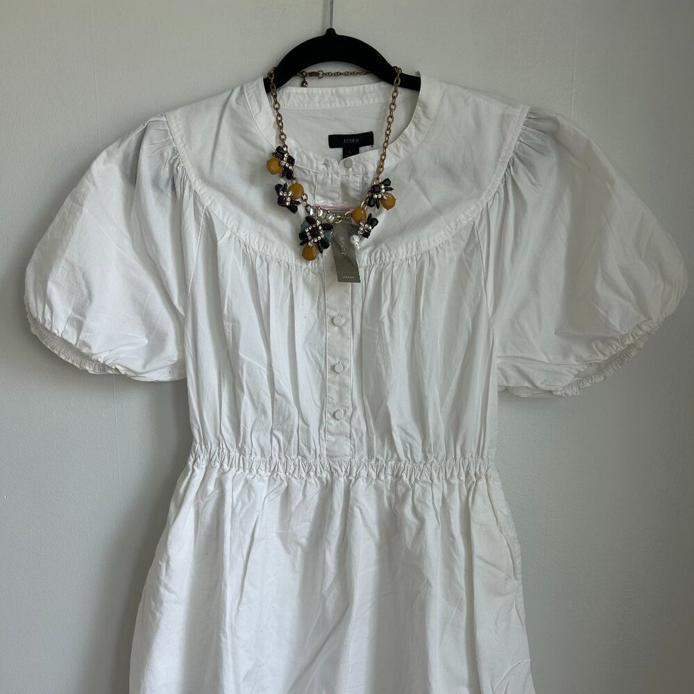 J. Crew White Cotton Poplin Dress Size L NEW with Tags